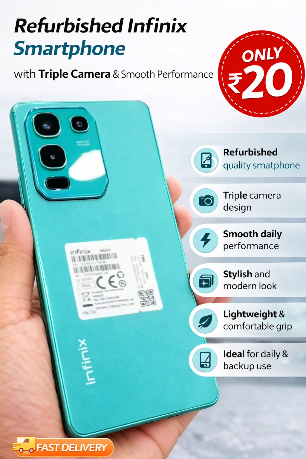 Refurbished Infinix Smartphone with Triple Camera