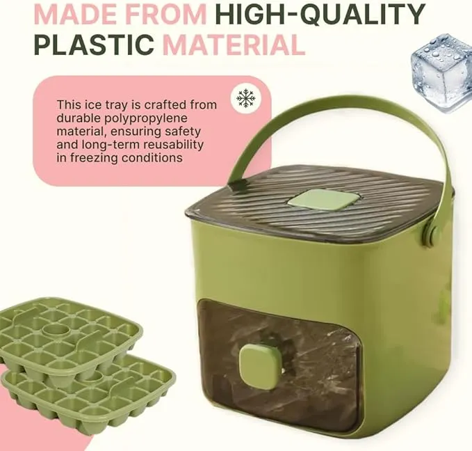 Ice Cube Trays for Freezer - Ice Trays with Lid Covered Ice Maker Trays for Drinks Smoothies Juices Easy Release Ice Cube Trays with Lids for Freezer