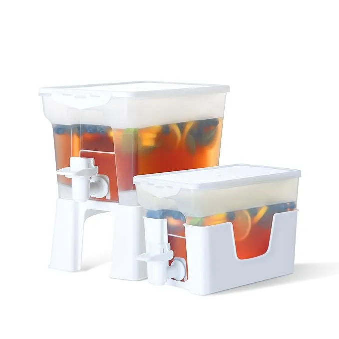 Drink Dispenser for Fridge, 1.2 Gallon Beverage Dispenser with Stand, Juice Dispensers for Parties, Lemonade Dispenser Water Pitcher for Fridge, Cold Brew Pitcher with Lid, Juice Container