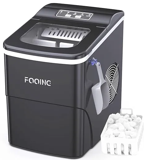 Ice Maker Machine for Home, Self-Cleaning Function Ice Maker Machine Counter Top, 6 Minutes Ice Making, 24H/33lb, Designed with Low Noise Operation, Ice Cube Maker for Use in Households, Office