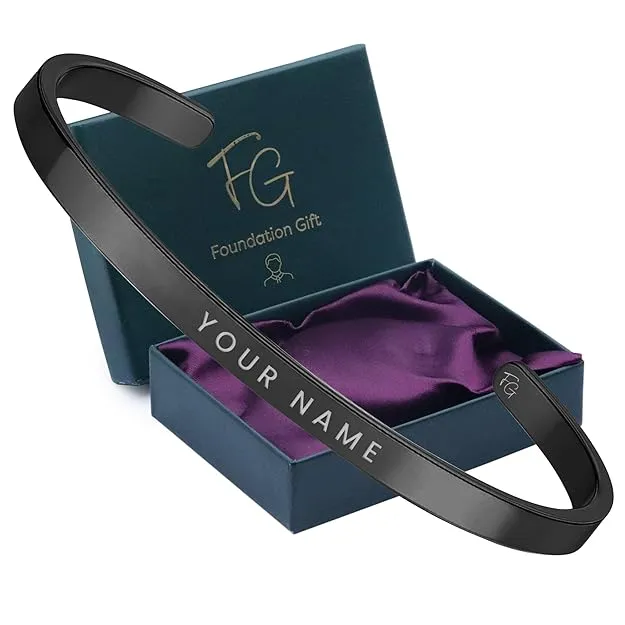 Men’s Custom Name Bracelet – Engraved Stainless Steel Adjustable Bracelets for Him | Personalized Jewelry Gift in Gold, Silverv