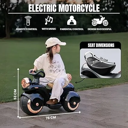 Electric Bike for Children, Battery Powered Electric Vehicle with Remote Control and Manual Throttle. Children's Bike with Music and Light with Rechargeable Battery and Charger Included