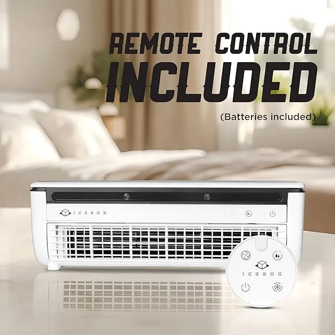 ICEBOX Cooling Mist Fan, Small Portable Fan with Evaporative Humidifier, For Desk or Wall Mount, 3 Speeds, 8.8oz/260ml Tank, 8-Hour Runtime per Charge, Remote, USB-C