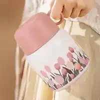 Floral Insulated Food Jar with Cup – Stainless Steel Hot & Cold Lunch Container