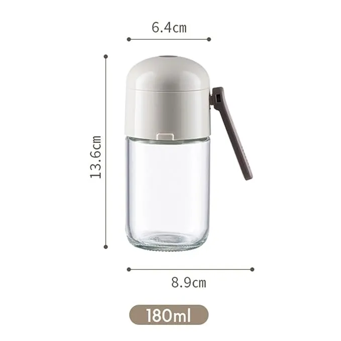 Glass Seasoning Bottle Press Type Salts Control Bottle for Family Barbecue Picnic 180Ml | 1 Glass Seasoning Bottle