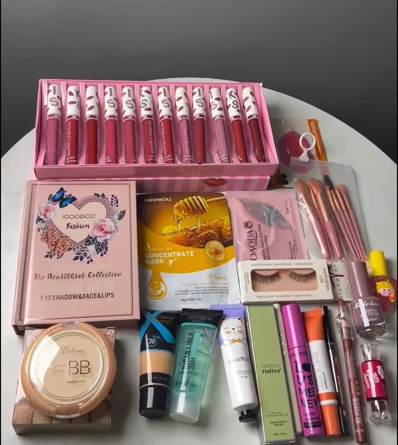 Complete Makeup & Skincare Combo Kit – Eyes, Lips, Face & Beauty Tools