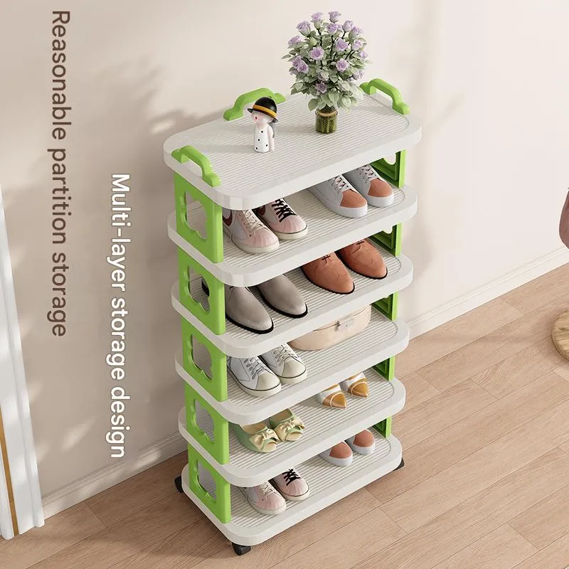 5 Layer Plastic Shoe Rack for Home with Wheels, Portable Rotating Shoe Rack Stand Organizer, Space Saving Shoe Rack for Home Entryway & Hallway