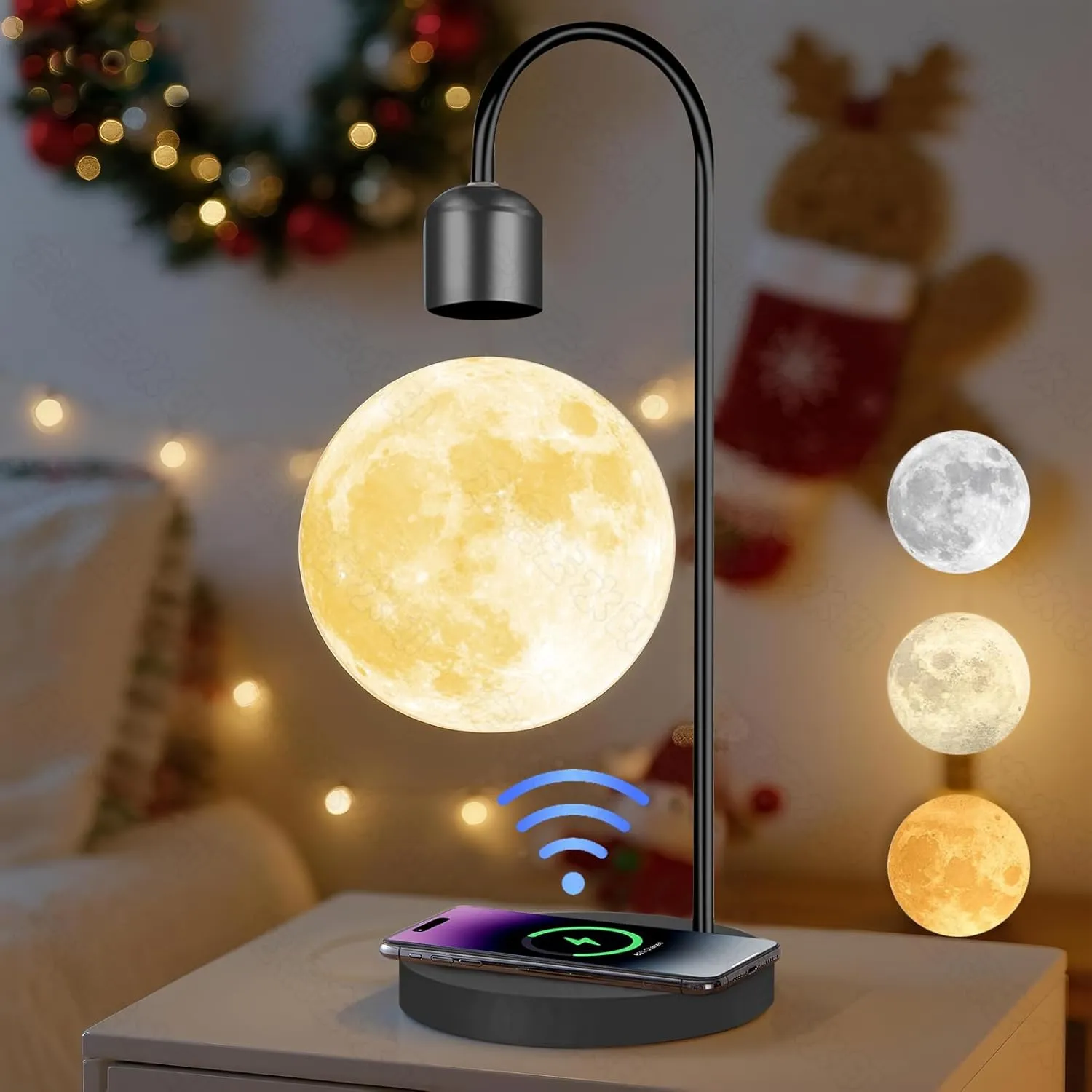 Floating Moon Lamp with 3 Color LED Lights