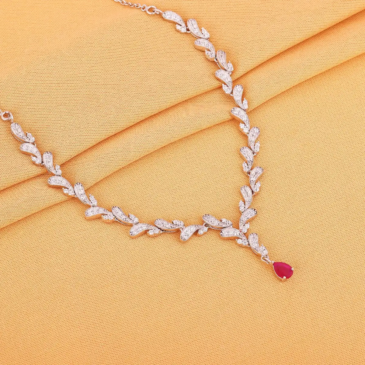 Sterling Silver Ruby Detail Necklace for Women and Girls
