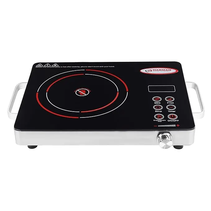 HM Classic Infrared Cooktop With Glass Top Digital Display Stainless Steel Frame Induction Cooktop