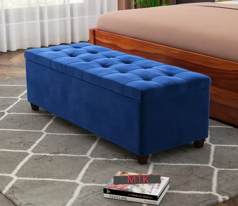 Velvet Storage Ottoman Bench