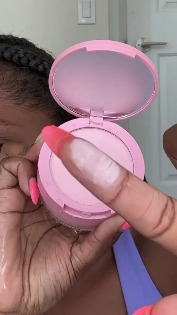 Radiant Glow Soft-Touch Pressed Powder Highlighter in Dreamy Petal Pink – Lightweight, Buildable Formula for a Natural Luminous Finish – Ideal for All Skin Types and Tones, Compact with Mirror for On-the-Go Application