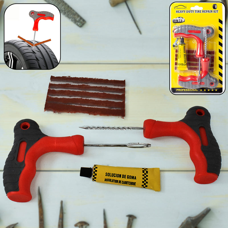 4 In 1 Universal Tubeless Tyre Puncture Repair Kit Puncher Patch Tools