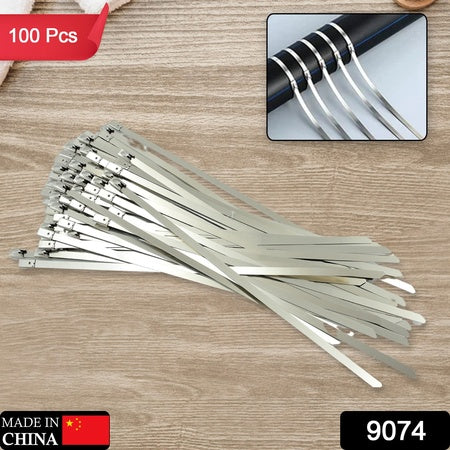 9074 Stainless Steel Cable Tie Used For Solar Industrial And Home Improvement Multipurpose High Strength Self-locking Zip Ties Multi-purpose Tie Portable Rustproof 100pcs Wide Application Zip Tie Set For Building ( 4.6x 200mm  100 Pcs Set)