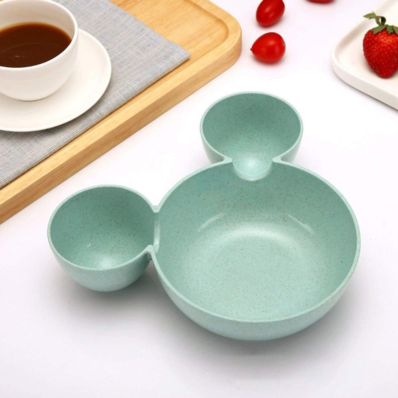 0843 Mickey Shaped Kidssnack Serving Sectioned Plate