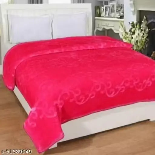 Self Design Double Mink Blanket (Microfiber, Pink)