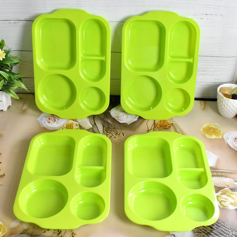 5363 Unbreakable Plastic Food Platesbiodegradable 5 Compartment Square Plate For Food