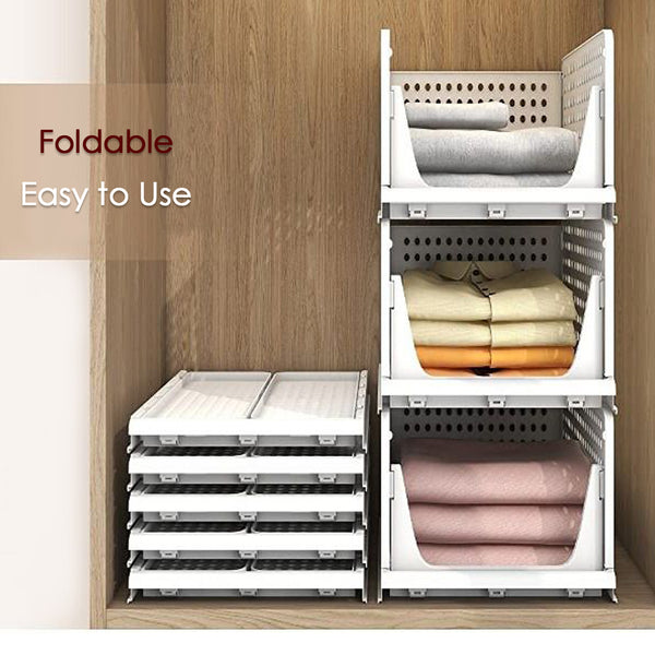 7732 3 Layer Clothes Organizer For Wardrobe Cupboard Organizer For Clothes Foldable And Stackable Closet Organizer Drawer Organizer For Clothes Multi Purpose Plastic Drawer