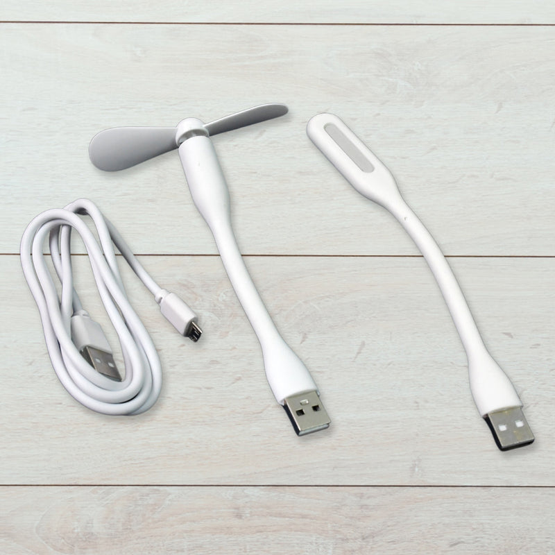 Portable Mini Usb Fan Usb Light  Micro Usb Cable (3 Pcs Set)