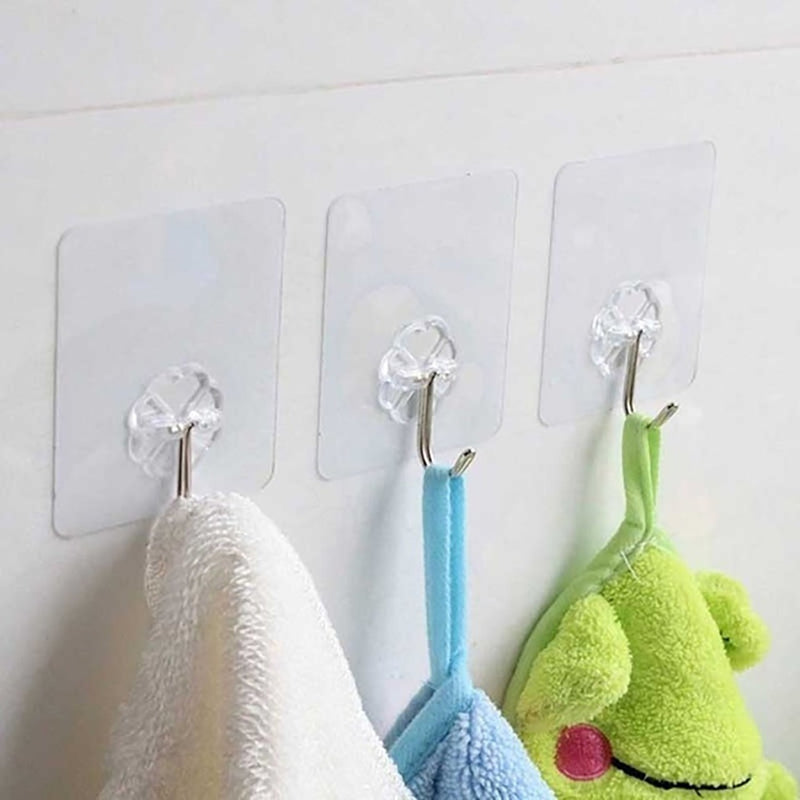 9055 100pc Multipurpose Strong Small Stainless Steel Adhesive Wall Hooks