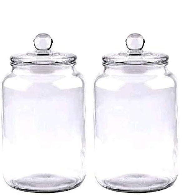 Glass Jars 64oz,Candy Jar with Lid For Household,Food Grade Clear Jars (2 Pack)