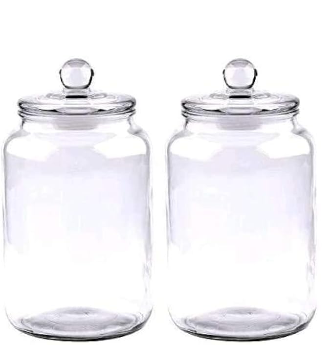 Glass Jars 64oz,Candy Jar with Lid For Household,Food Grade Clear Jars (2 Pack)