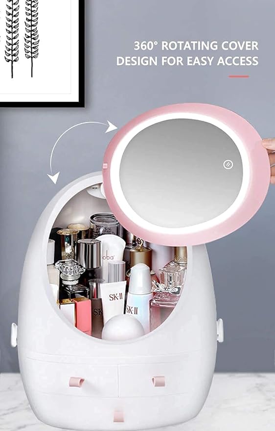 HD Cosmetic Mirror Case for Dressing Table Makeup Organizer Storage Box