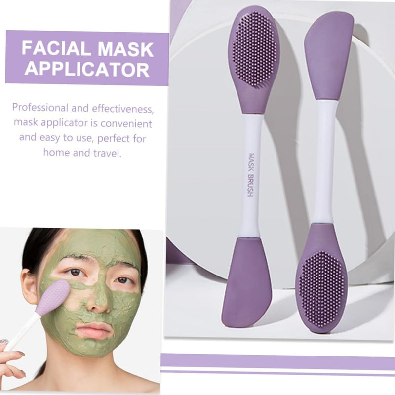 12532 Double-headed Silicone Mask Brush Face Cleansing And Applying Mud Mask Beauty Salon Special Brush Smear Tool Facial Scrub Silicone Wash Scrubber Face Tools (1 Pc)