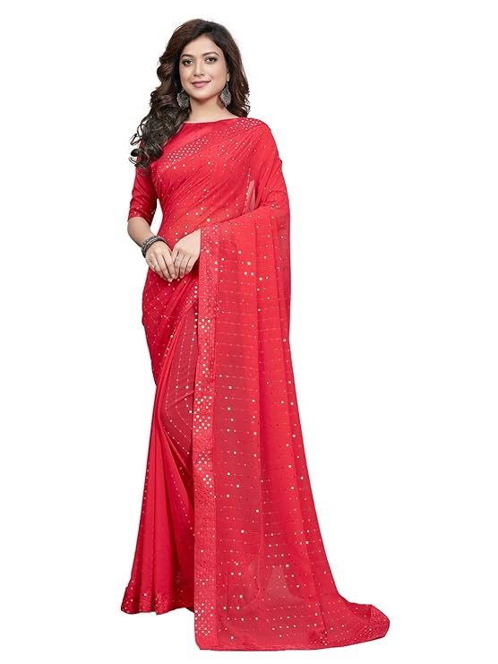 Women's Sequins Georgette Fancy Saree