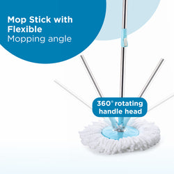 8703 Spin Mop With Bigger Wheels And Plastic Auto Fold Handle For 360 Degree Cleaning