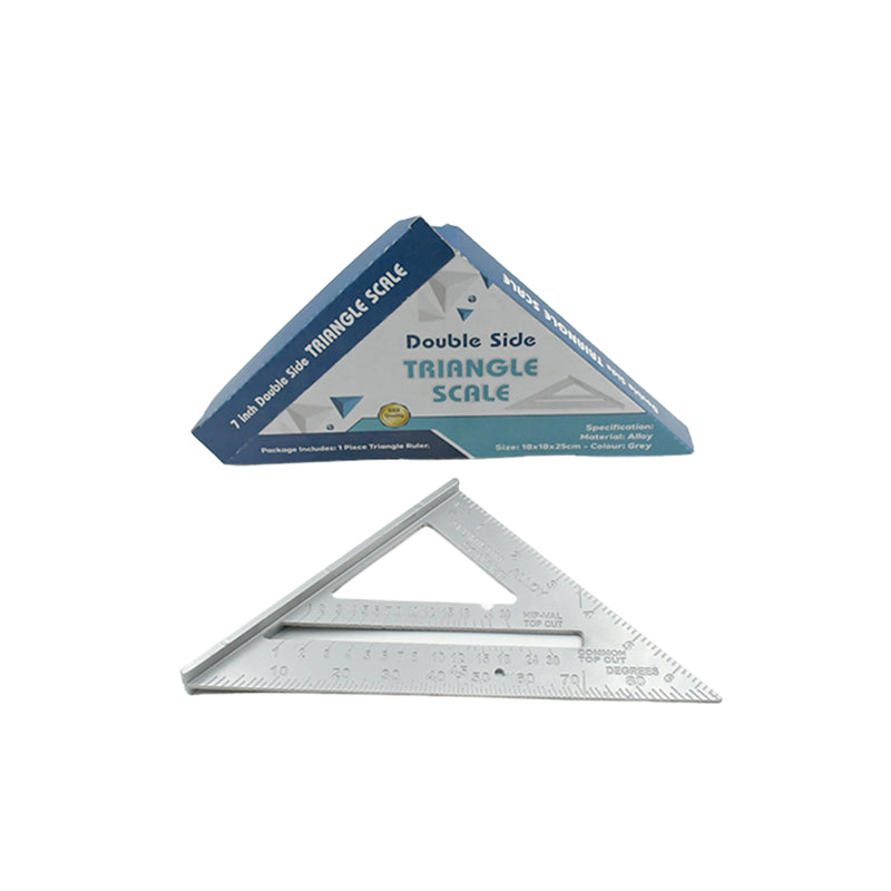 1559 Double Side Scale Triangle Measurement Hand Tool 45 Degree Triangle Ruler Home For Industry Aluminum Alloy Rafter Square 7-inch Length