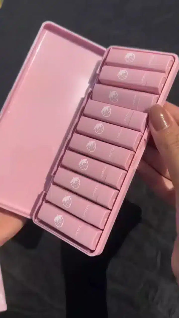 Strawberry-Themed Matte Lipstick Gift Set – 10-Piece Long