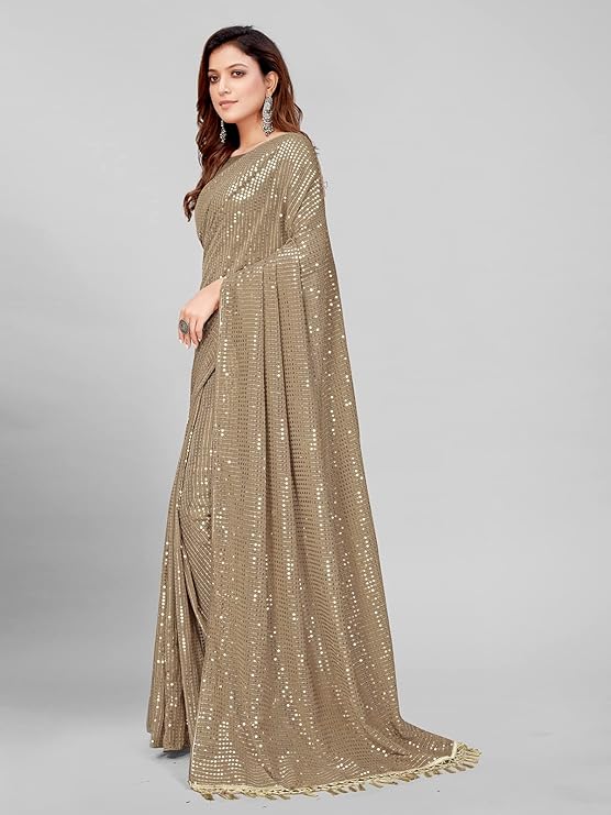 Women's Sequins Georgette Fancy Saree