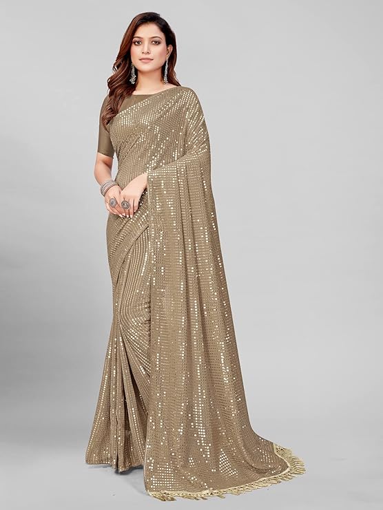 Women's Sequins Georgette Fancy Saree
