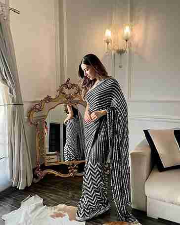 New Launching Black Sequence Saree