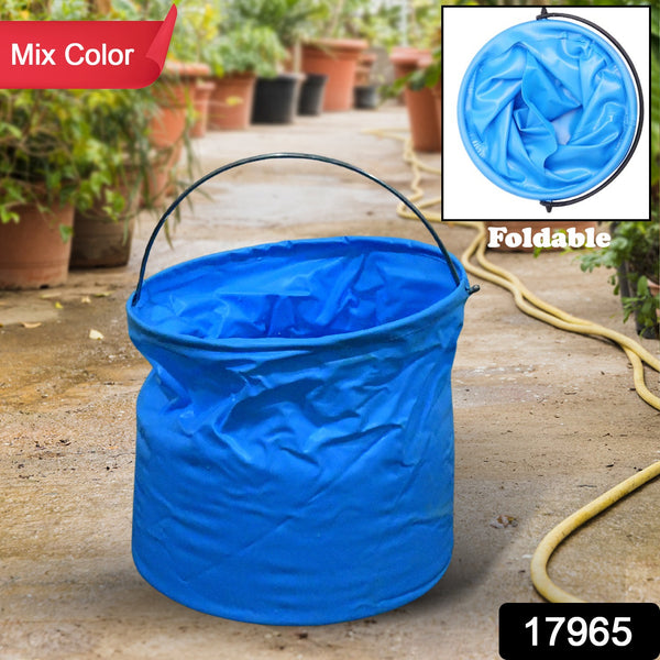 17965 Folding Bucket Portable Round Bucket Simple Bucket With Handle Multi-functional For Outdoor Use Fishing Car Washing Cleaning Disaster Prevention Portable Lightweight Durable (1 Pc  Mix Color)