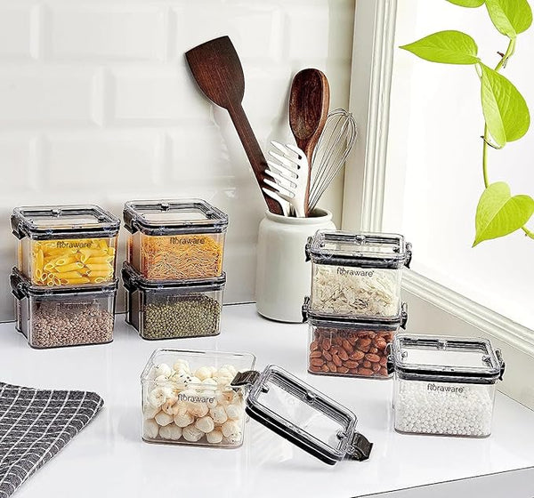 Floraware Food Safe Modular Plastic Square Airtight Containers,