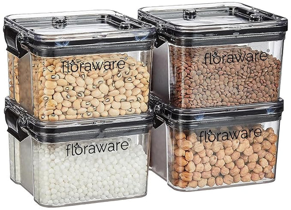 Floraware Food Safe Modular Plastic Square Airtight Containers