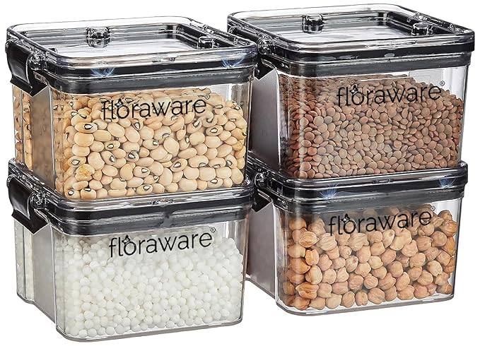 Floraware Food Safe Modular Plastic Square Airtight Containers