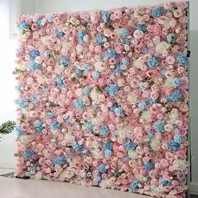 Handmade Romantic Light Pink & Blue Flower Wall Panels