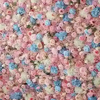 Handmade Romantic Light Pink & Blue Flower Wall Panels