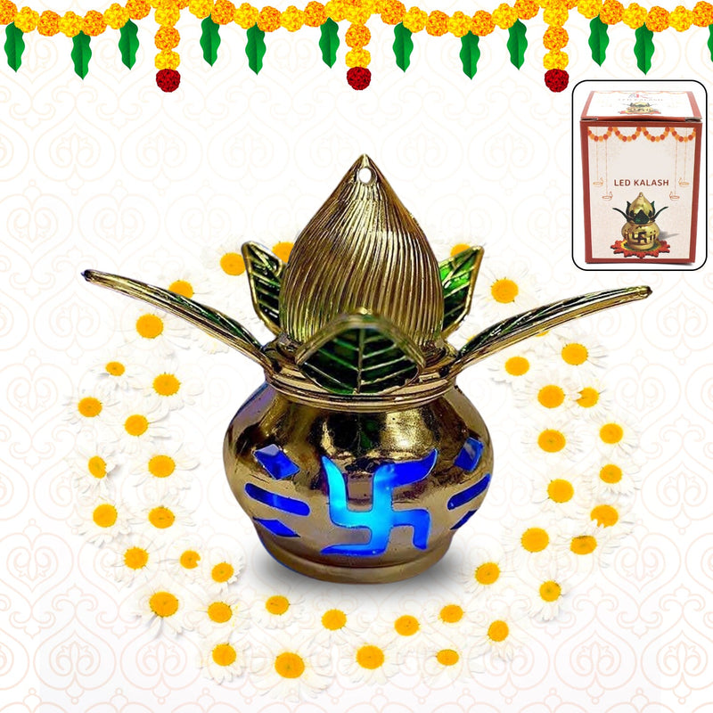 Gold Plated Eco Friendly Led Kalash  For Pooja Mandir (1 Pc  Multicolor Led)