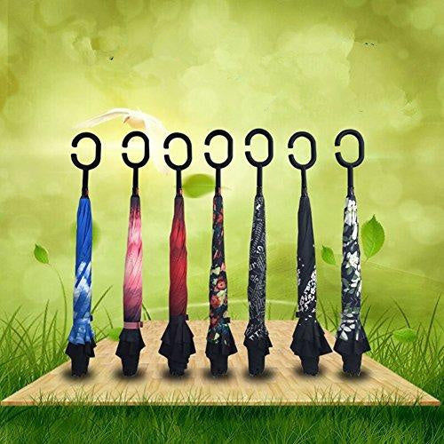 0233 Printed Travel Windproof Umbrella (Reverse Umbrella)