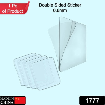 1777 New Double Side Tape Sticker Strong Waterproof Wall Indoor Nano Adhesive No Trace Gel Clear Industrial Multipurpose Removable Use For Bedroom Home Kitchen Hotel (0.6mmx1pc)