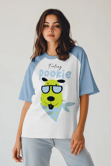 Feeling Pookie White Oversized Graphic T-Shirt