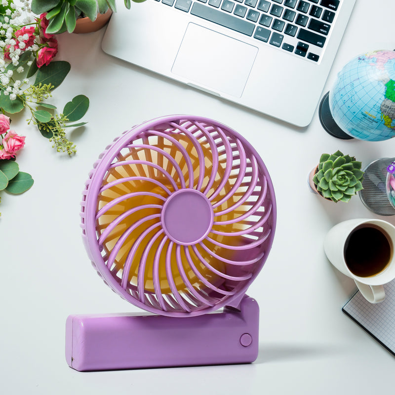 7604 Portable Mini Handy Fan  Personal Table Fan  Rechargeable Battery Operated Fan Suitable For Kids Women Makeup Artist Home Office (Battery Not Include)