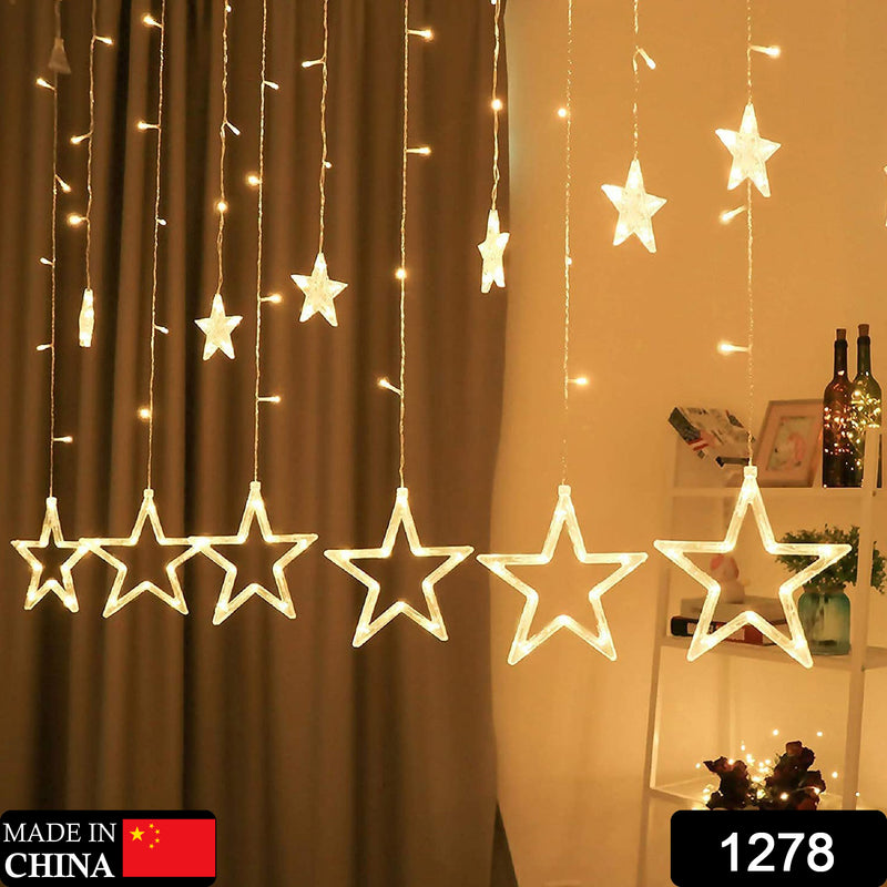 1278 12 Stars Curtain String Lights Window Curtain Lights With 8 Flashing Modes Decoration For Festivals