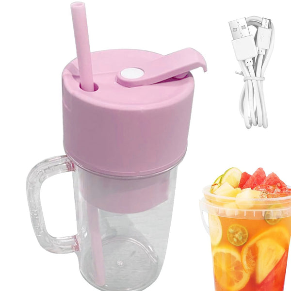 5841 2 In1 Portable Crusher Juicer With Handle  Straw For Smoothie Sipper Usb Rechargeable (340 Ml) 6 Stainless Steel Blades Compact Juicer Mixer Juicer Portable Fresh Juice Blender Portable Electric Juicer ( 340 Ml )