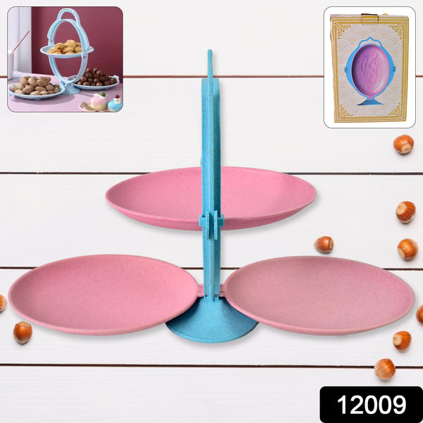 Foldable Fruit Plate Candy Dish  Multi Use Mirror Shape Dried Fruit Tray (1 Set)