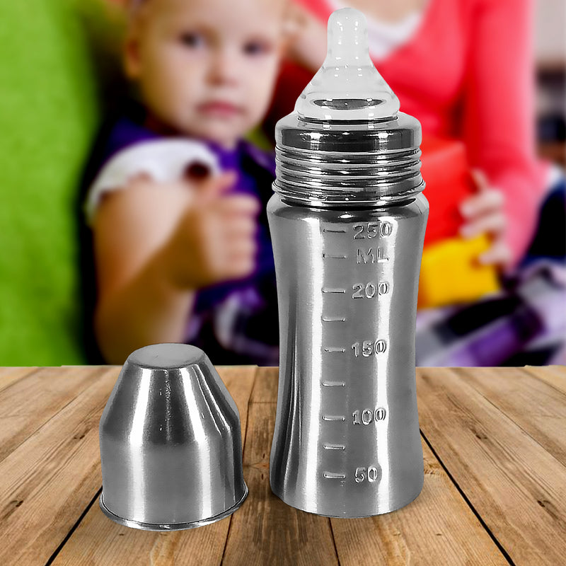 8173 Ganesh Stainless Steel Baby Feeding Bottle Milk Bottle For New Born  Infants  Toddler Up To 3 Years Bfa Free (250 Ml Approx)